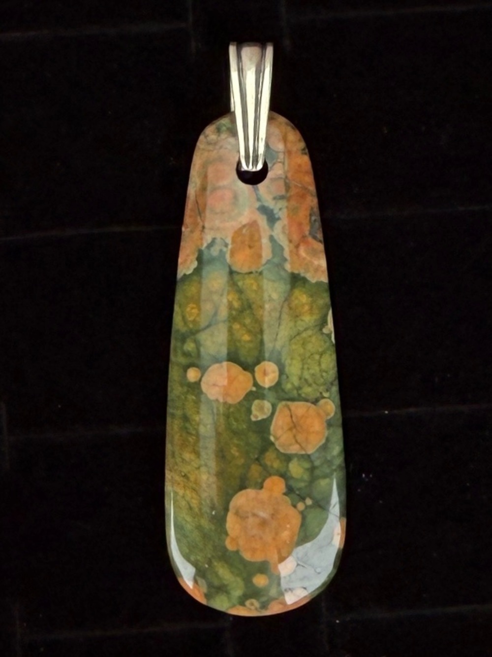 Gorgeous bohemian 925 silver bale gemstone, pendant + free 16” cord necklace